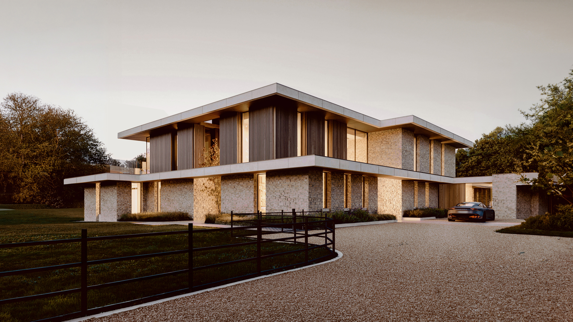 Architectural view of the Stone Manor development in the Cotswolds